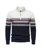 Frederico Cotton Zip Sweater with Pattern