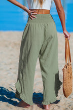 Pantalón ancho con volantes